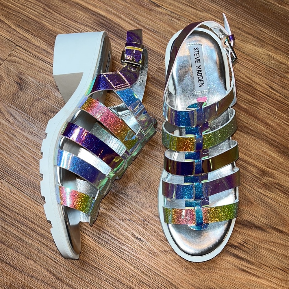 Steve Madden J Puzzle Iridescent Caged Heels